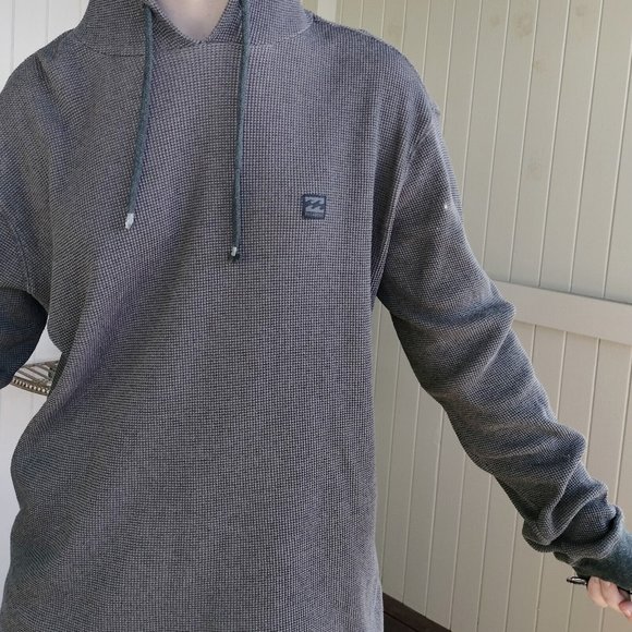 Billabong Size XL Jumper Black Knit Pullover Thermal Hooded Hippie Winter Casual - Picture 4 of 11